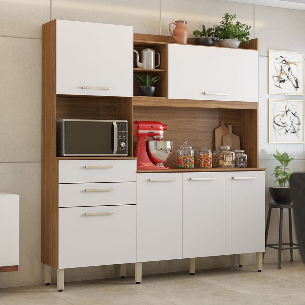 Cozinha Compacta Select Amêndola Touch Branco Demóbile
