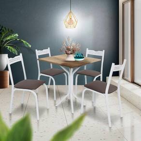Mesa Para Cozinha Pequena 4 Cadeiras Branco Carvalho Alexia