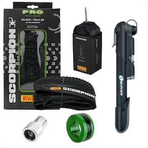Pneu Pirelli Scorpion Aro 29 x 2.20 Kevlar Cravudo Mtb + Camara + Bomba manometro + Fita adaptador