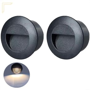 Kit 2 Balizador Redondo Embutir Preto Parede Led Garagem