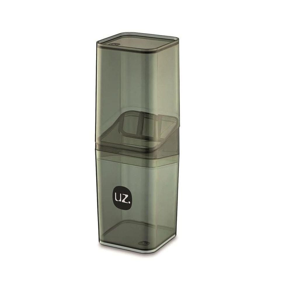 Porta Escova Slim Plástico Com Tampa Preto Uz Utilidades