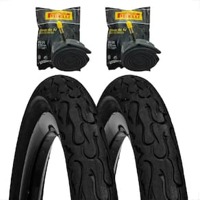 Par Pneu Bicicleta DSI Flame Aro 26 x 2.125 Balão Tipo kenda + 2 camara Pirelli Montadinha Freeride