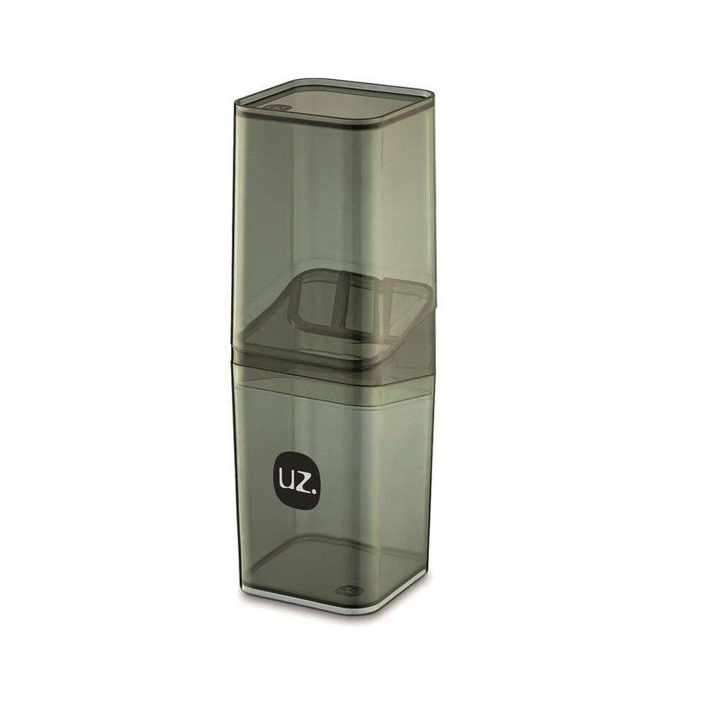 Porta Escova Slim Plástico Com Tampa Preto Uz Utilidades