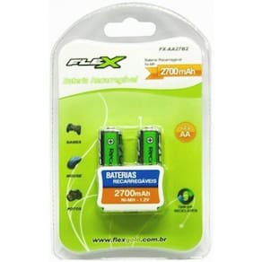 Pilha Recarregável Aa 2700Mah 1,2V Flex Ni-Mh Com 2 Unidades