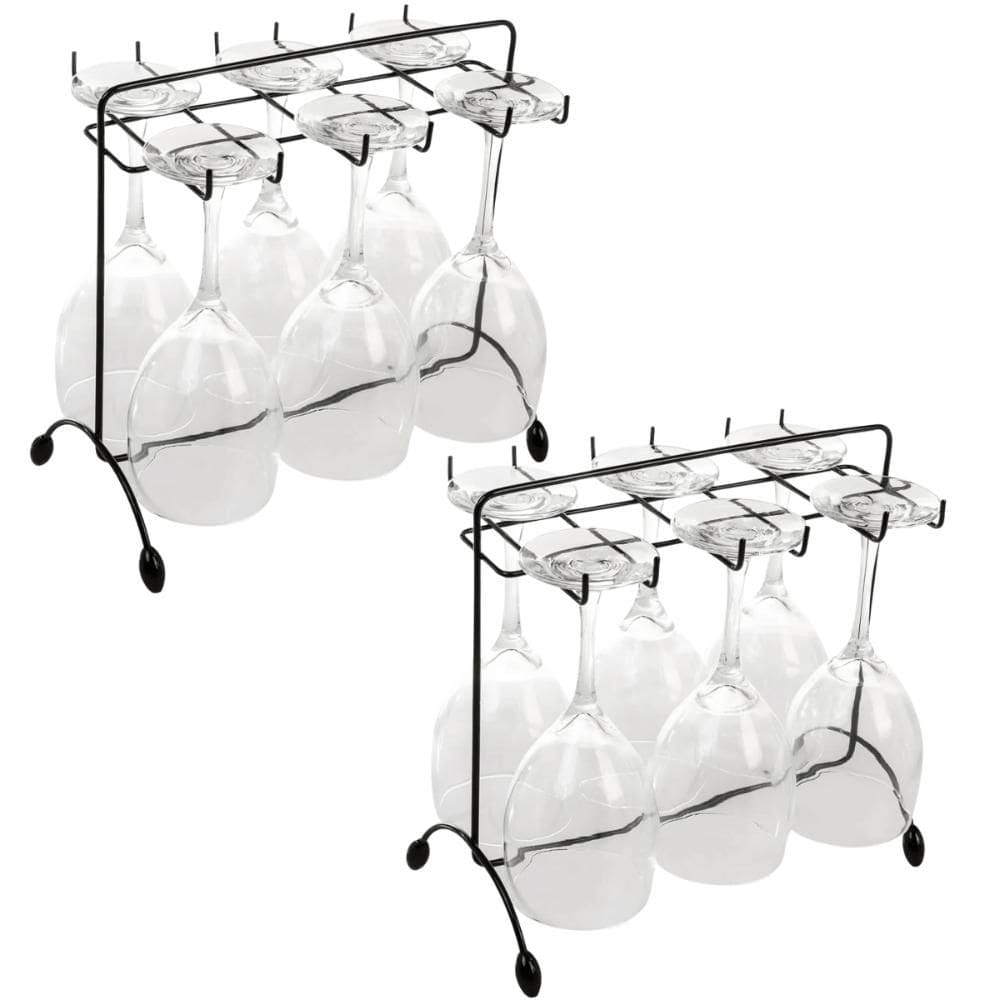 Kit 2 Suportes Porta Taças de Vinho Preto 16x27cm Aramado de Mesa Bancada