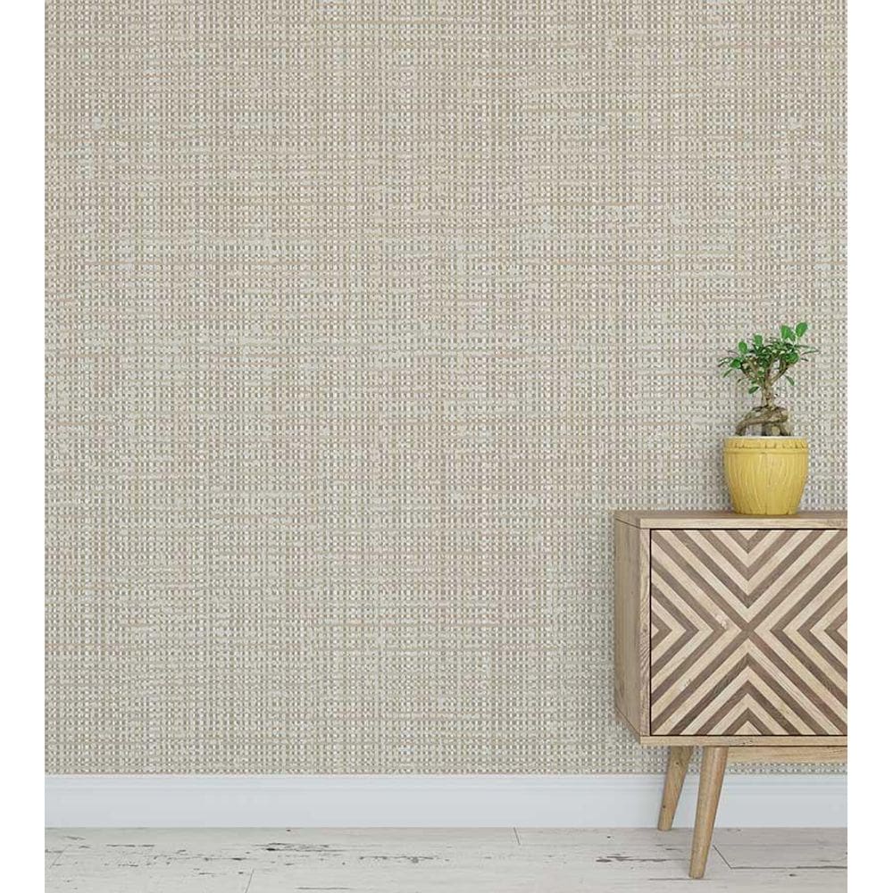 Papel De Parede Contemporâneo Estilo Tecido + Kit Aplicação