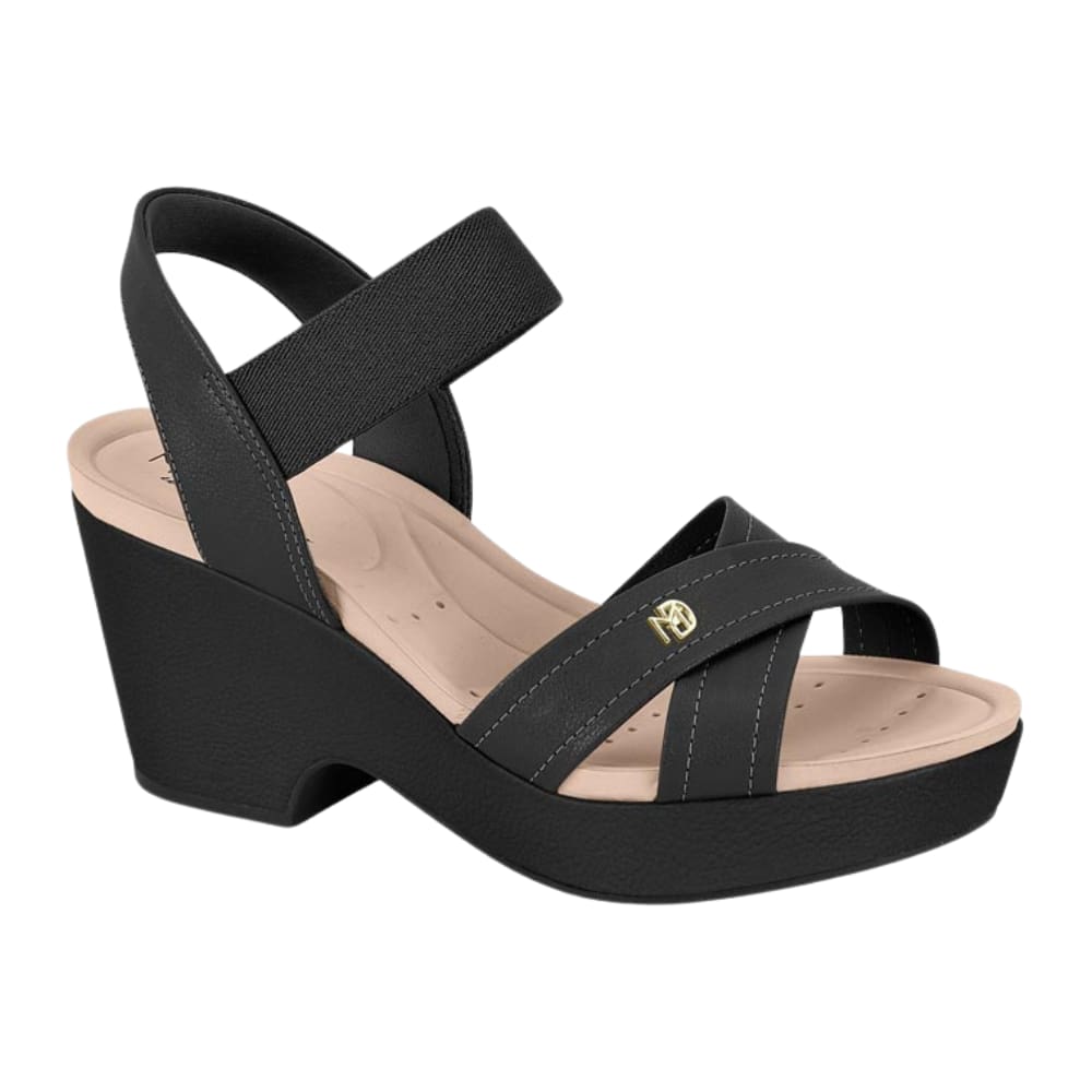 Sandalia Modare Ultraconforto Anabela Meia Pata Preta