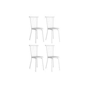 Cadeira Sala de Jantar 154 Aço Kit 4 Uni Branco/Courano Branco - Carraro