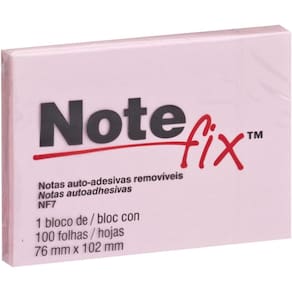 Bloco De Recado Autoadesivo Notefix 76x102mm Rosa 100fls 3m