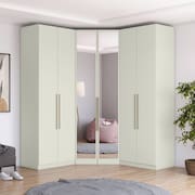 Guarda-roupa Modulado de Canto Closet com Espelho 6 Portas 3 Gavetas Seletto Areia