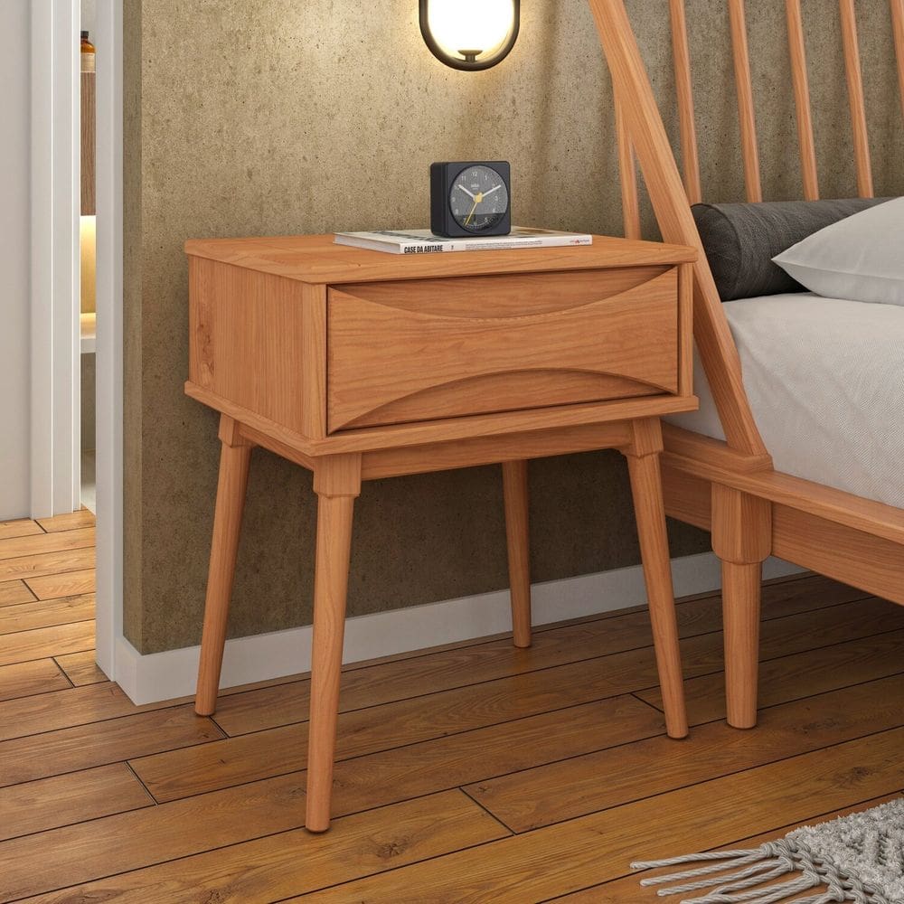 Mesa de Cabeceira com 1 Gaveta Nordik Caramel