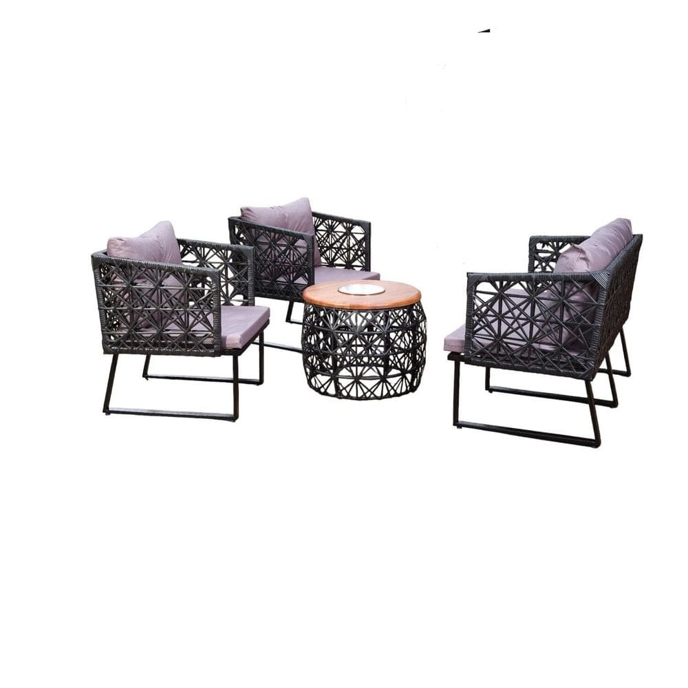 Conjunto Sofás com Mesa de Centro Paris Preto / Cinza