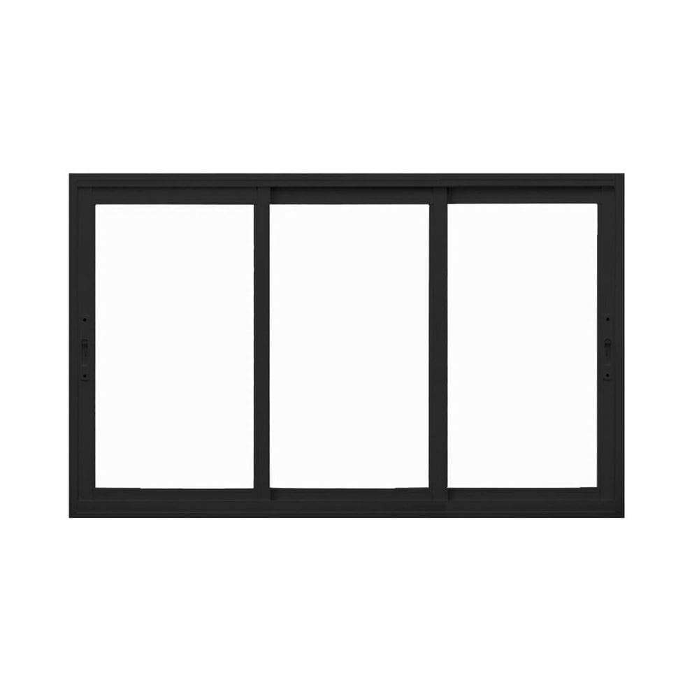 Janela Correr 3 Folhas Vidro 150cm x 100cm Vidro de Segurança 6cm Fábrica do Alumínio Preto