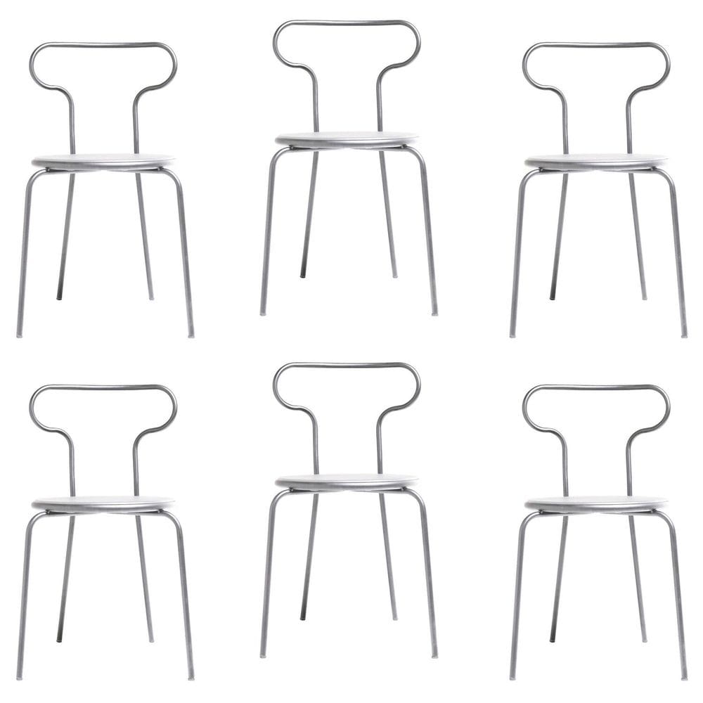 Conjunto 6 Cadeiras Base Tubular Fixa Fantasminha Chef Prata/Branco