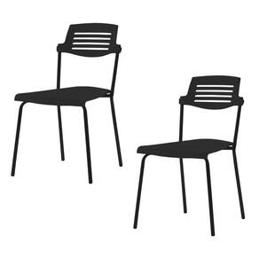 Conjunto 2 Cadeiras Base Tubular Fixa Clean Preto