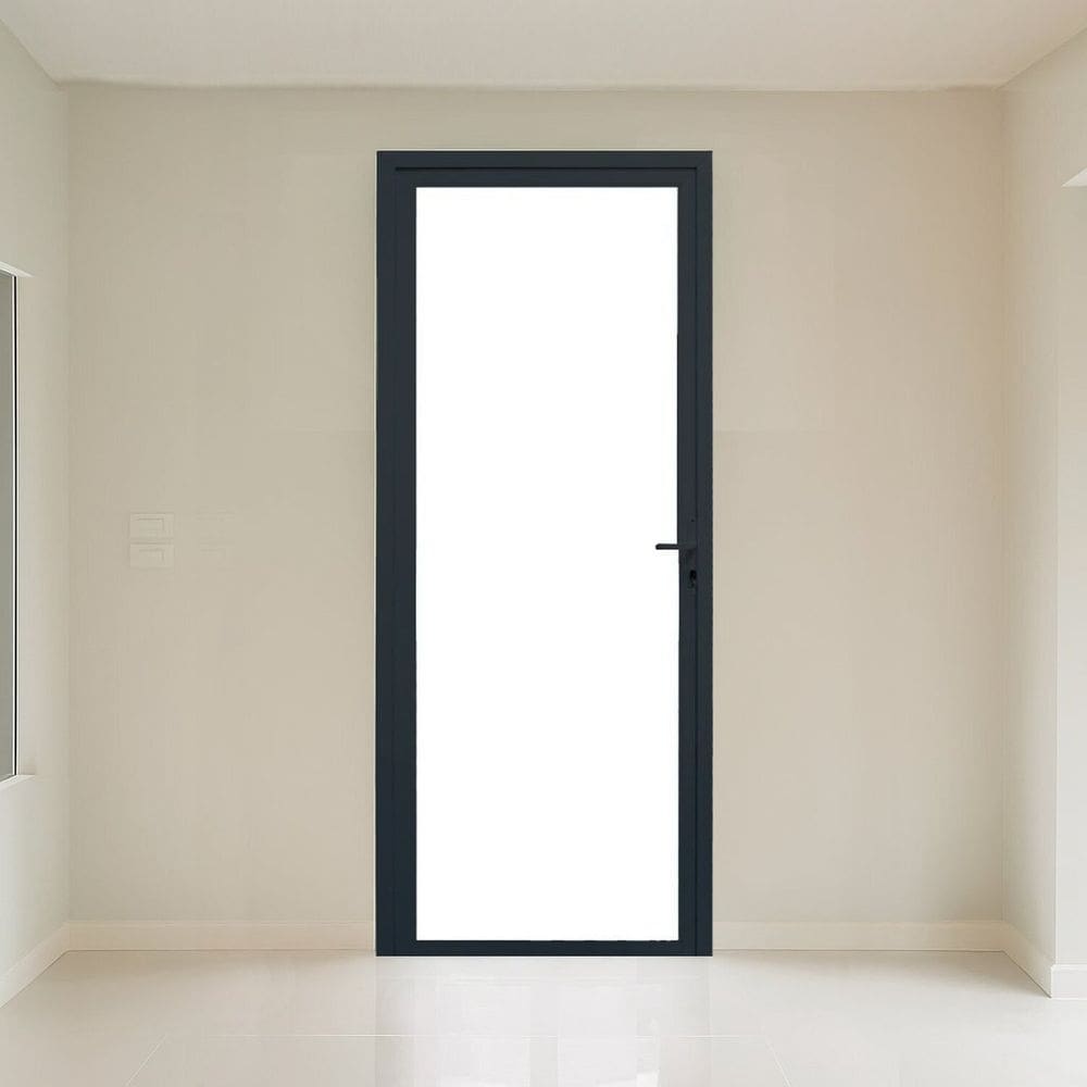 Porta Vidro Direita 1 Folha Vidro Segurança 0,6cm 90cm X 215cm Fábrica do Alumínio Preto