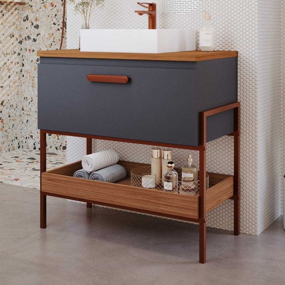 Gabinete para Banheiro com Cuba Hana Espresso Móveis Titanium