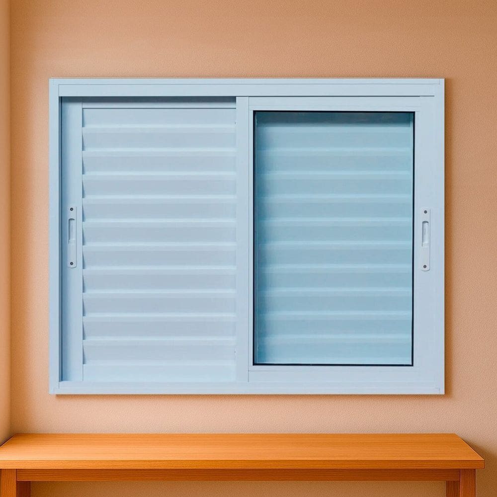 Janela Veneziana 3 Folhas Vidro Segurança 6cm 200x100cm Fábrica do Alumínio Branco