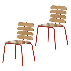 Conjunto 2 Cadeiras Base Tubular Fixa Reno Vermelho/Marrom