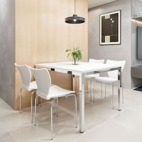 Conjunto Mesa de Jantar Retangular 120cm X 75cm com 4 Cadeiras Mono Cromado/Branco