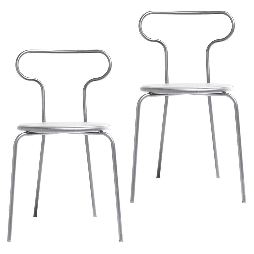 Conjunto 2 Cadeiras Base Tubular Fixa Fantasminha Chef Prata/Branco