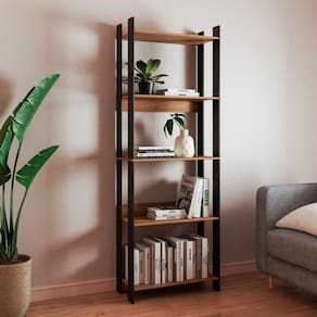 Estante para Livros 5 Prateleiras 178cm X 63cm Mel/Preto