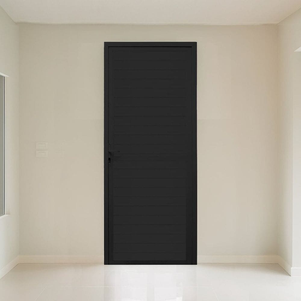 Porta Lambri Esquerda 1 Folha 80x215cm Fábrica do Alumínio Preto