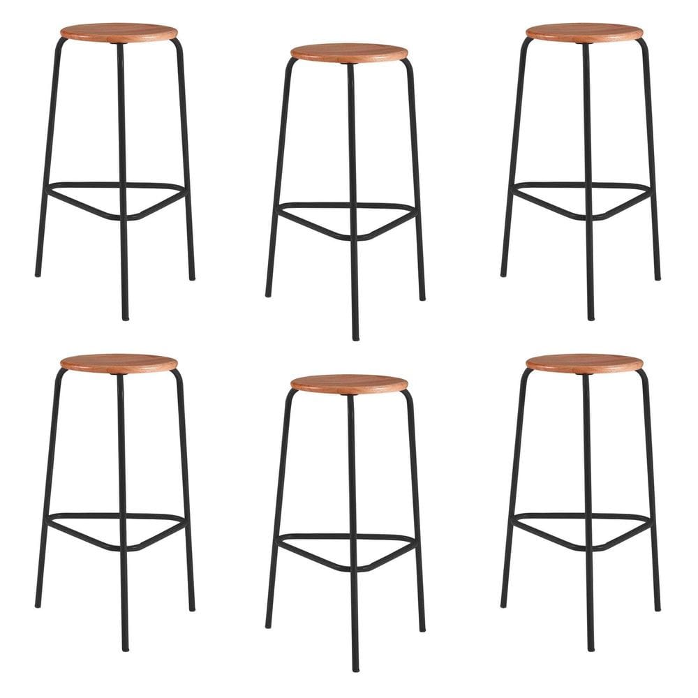 Conjunto 6 Banquetas para Sala de Jantar Cumbuca Preto/Marrom