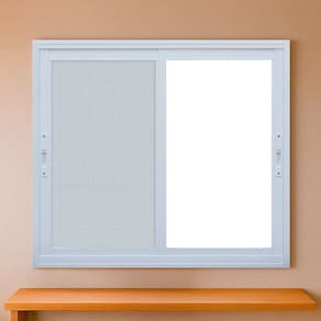 Janela de Correr com Tela Mosquiteira 150x100cm Vidro de Segurança 6cm Fábrica do Alumínio Branco