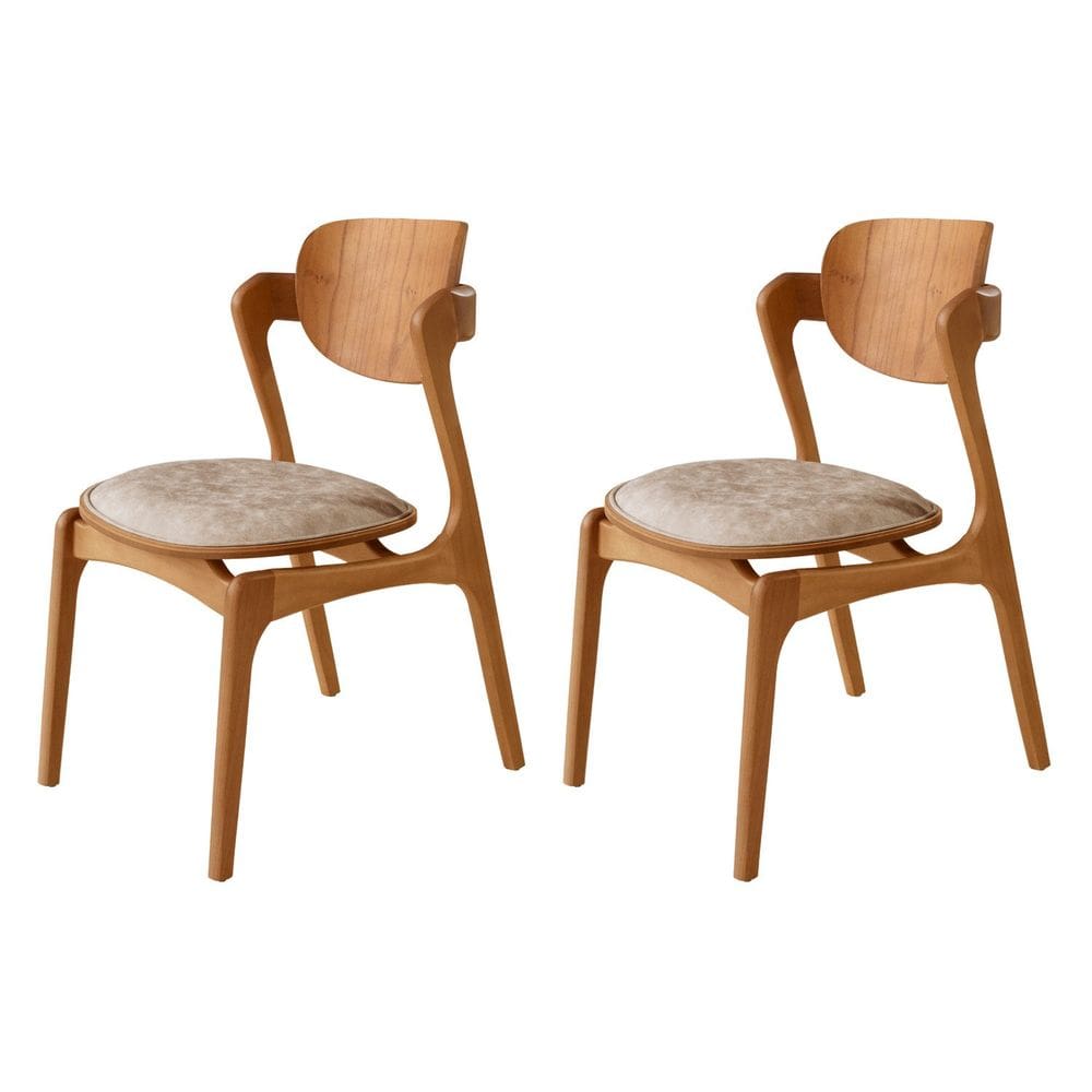 Conjunto com 2 Cadeiras em Madeira Celeste Gold Milano / Imbuia Natural