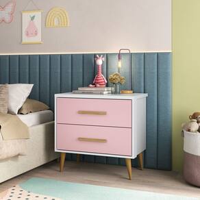 Mesa de Cabeceira Infantil Arco-íris Espresso Móveis Branco/Rosa