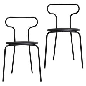 Conjunto 2 Cadeiras Base Tubular Fixa Fantasminha Chef Preto