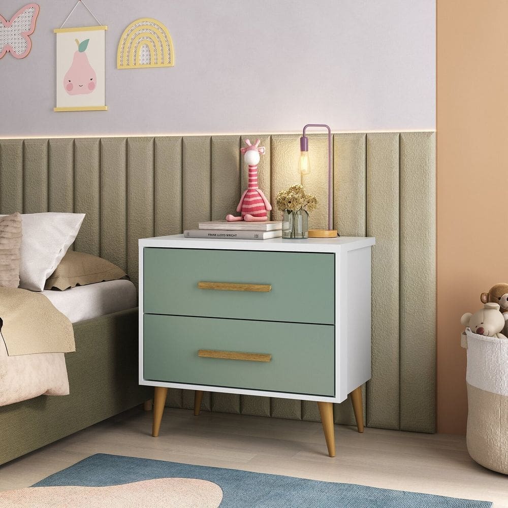 Mesa de Cabeceira Infantil Arco-íris Espresso Móveis Branco/Verde