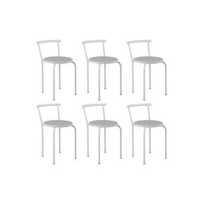 Banqueta Sala de Jantar 105 Kit 6 Uni Branco/Courano Branco - Carraro