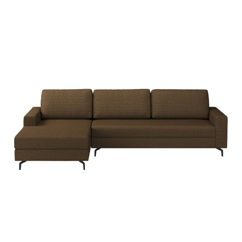 Sofá 3 Lugares com Chaise Esquerda Loft Marrom