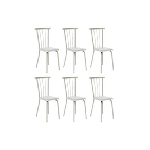 Cadeira Sala de Jantar 154 Aço Kit 6 Uni Prata/Courano Branco - Carraro