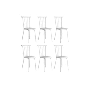 Cadeira Sala de Jantar 154 Aço Kit 6 Uni Branco/Courano Branco - Carraro