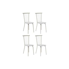 Cadeira Sala de Jantar 154 Aço Kit 4 Uni Prata/Courano Branco - Carraro