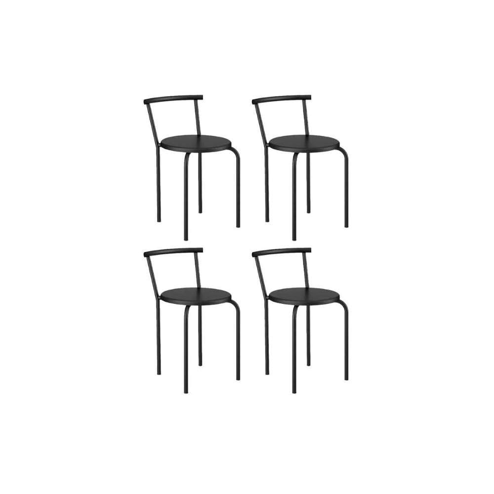 Banqueta Sala de Jantar 105 Kit 4 Uni Preto/Courano Preto - Carraro