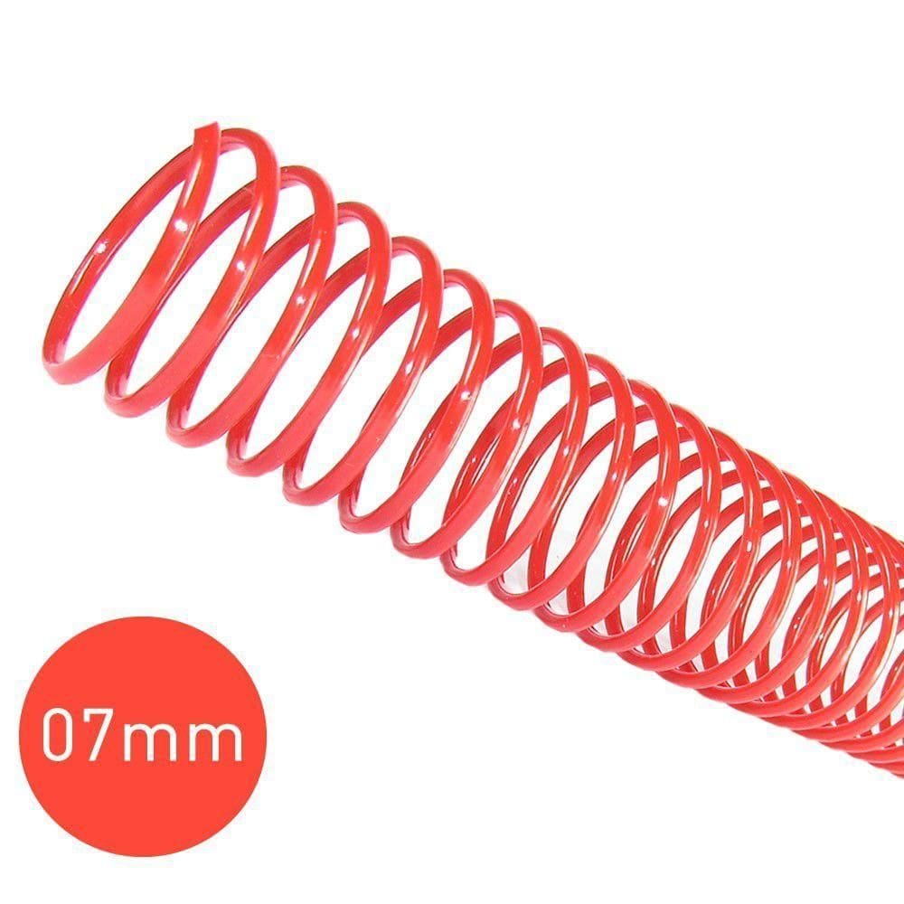 Espiral Para Encadernação Vermelho 7Mm 25 Folhas 100 Und