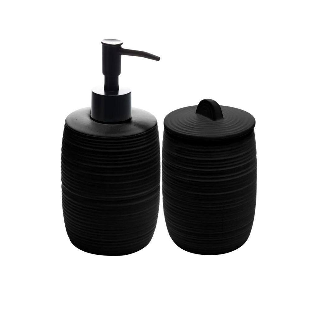 Conjunto Para Banheiro Em Cerâmica Duna Com 2 Peças Wolff Preto