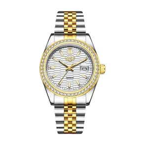 Relógio - Estilo Clássico, Mostrador Luminoso, Pulseira De Aço Inoxidável Dourado Prata