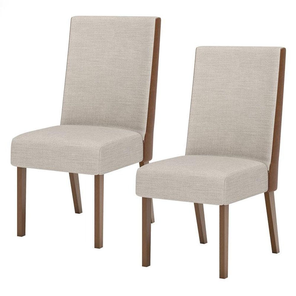 Cadeira para Mesa de Jantar Anne Kit 02 Peças Nature Corano Caramelo Creme - Henn