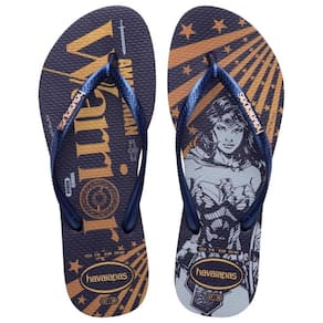 Chinelo Havaianas Slim Warner Feminino - Azul e Amarelo