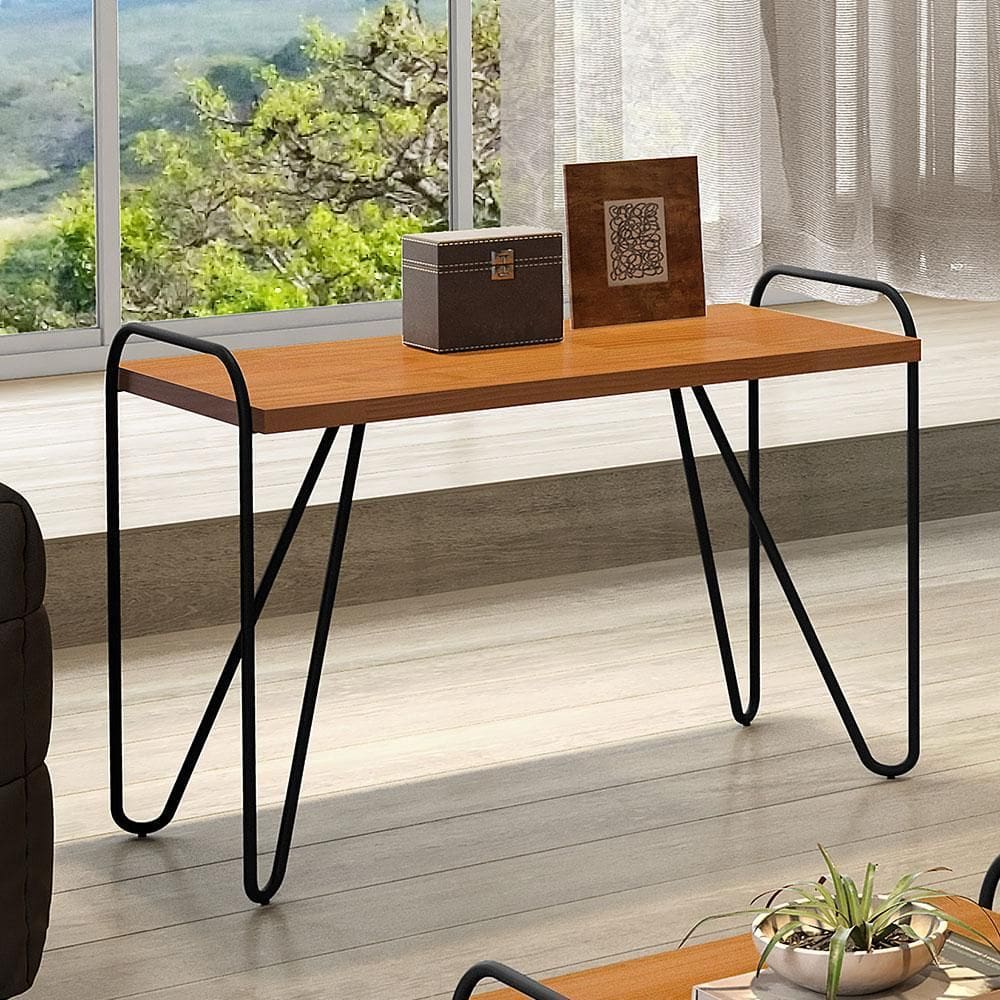 Aparador Mesa de Canto Industrial Luapa Genova Naturale Metal Preto