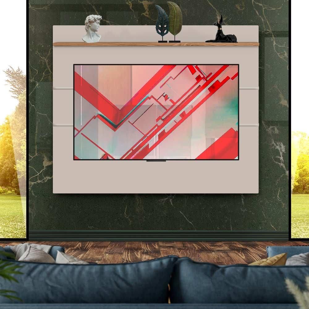 Painel Simples Para TV Até 65 Polegadas 180 cm Off White Freijó Weng Shop JM