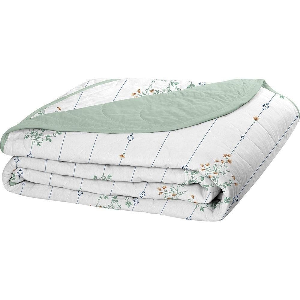 Cobre Leito Tecebem Casal Malha 100% Algodão Estampado Em Matelassê Fran 210x240m Verde