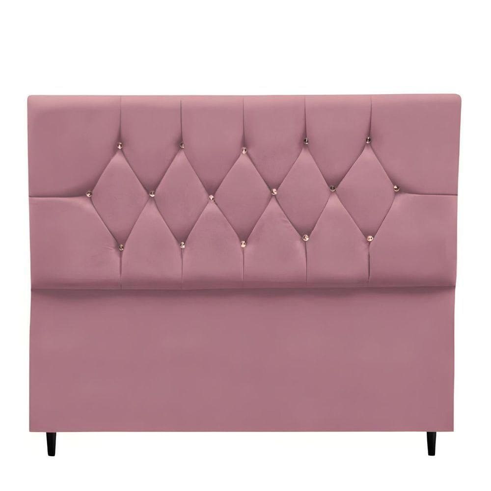 Cabeceira Estofada Cama Box Casal 140 Cm Aurora Suede Rosê
