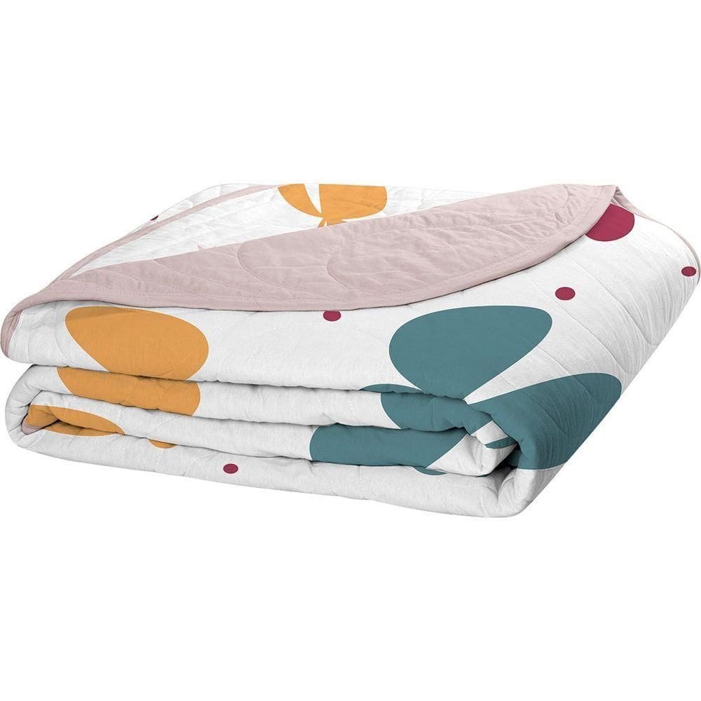Cobre Leito Tecebem Solteiro Malha 100% Algodão Estampado Em Matelassê Gaia 170x240m Rosinha