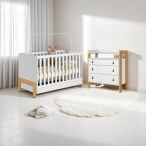 4300 - Berco Mini Cama Fantasia Branco Acetinado (,4410 - Comoda 3gav C/nicho Fantasia Branco Acetinado (